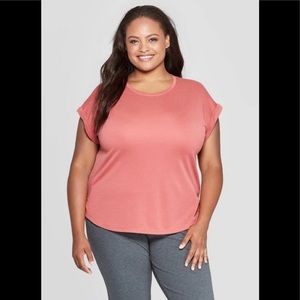 Women's Plus Size Cuffed Short Sleeve Crewneck T
